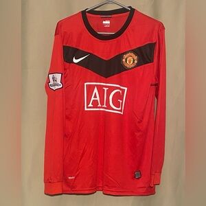 Nike Fit Dry Manchester United 2009-2010 Home Long Sleeve Soccer Jersey Sz L